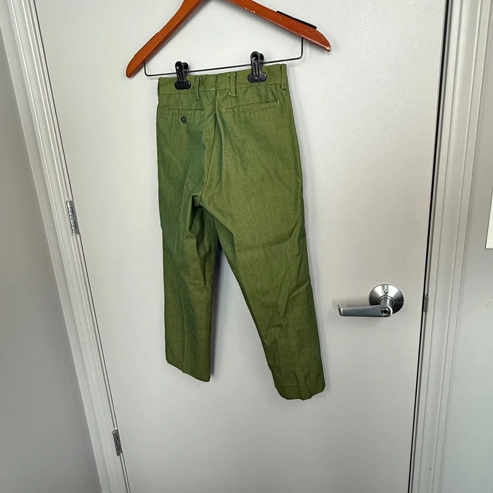 Vintage 70s Sears PERMA-PREST Kids Dress Pants 22x20 Green‎ Textured Trousers